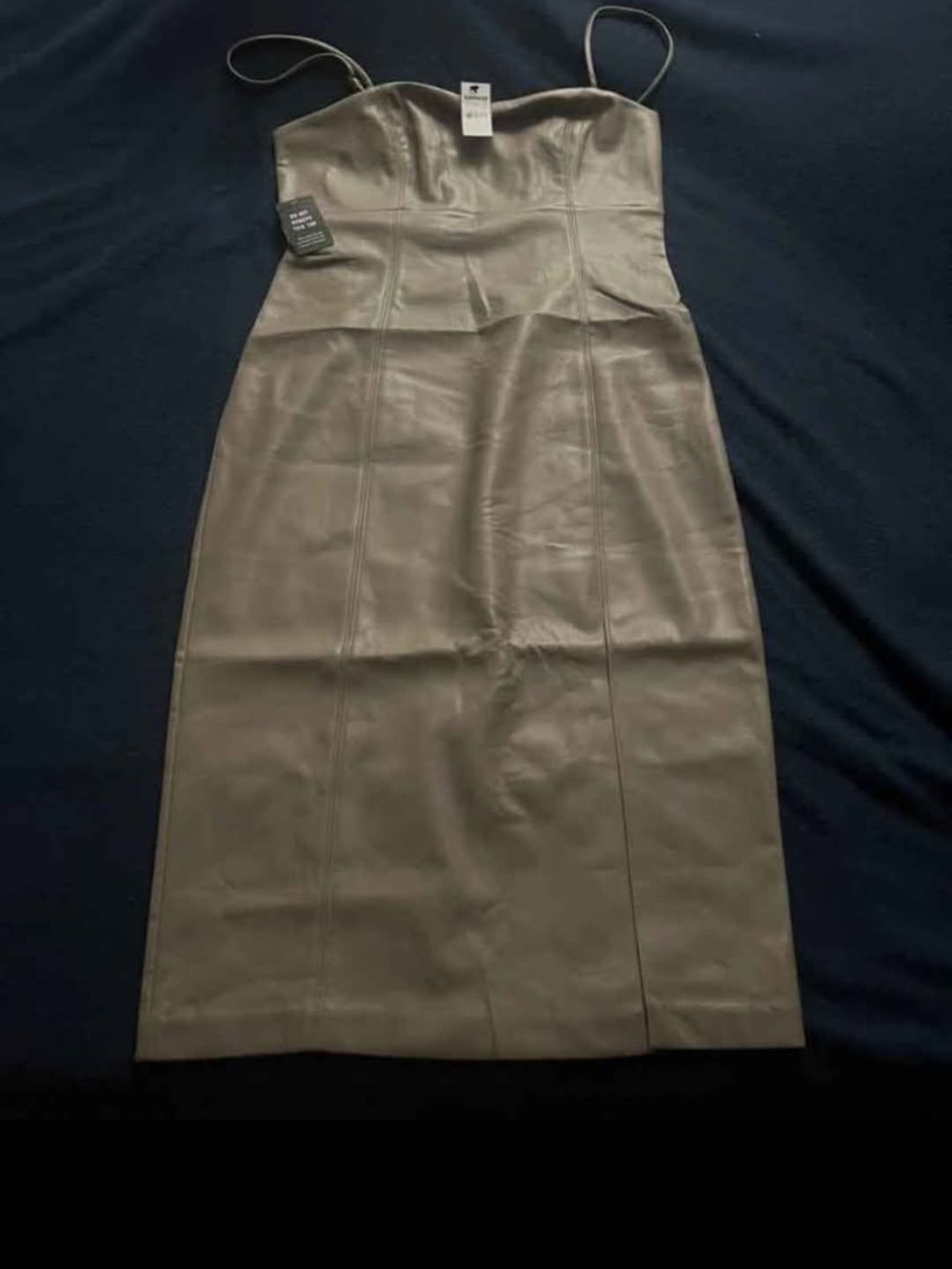 Women's Express Faux Leather Midi Slip Dress in Taupe Size Medium NWT